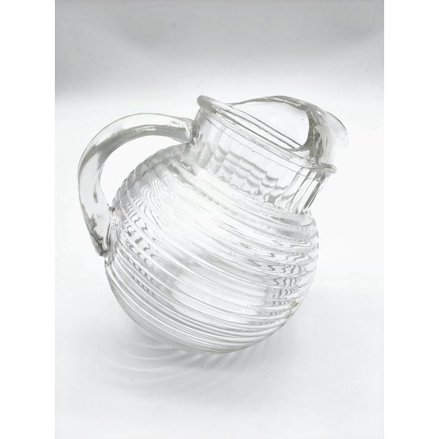 Mid-Century Modern Vintage Clear Depression Glass Pitcher or Vase For Sale - Image 3 of 10