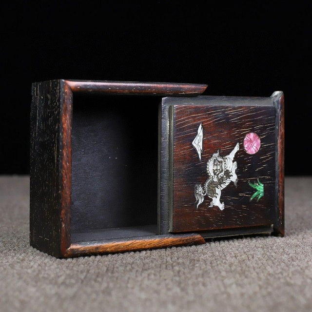 Vintage Rosewood Slide-Lid Box With Mother-of-Pearl Inlay For Sale - Image 10 of 10