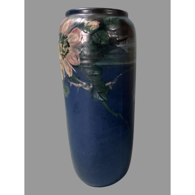 Early 20th Century Vintage Weller Hudson Floral Decorated 9.75" Art Pottery Vase For Sale - Image 5 of 7