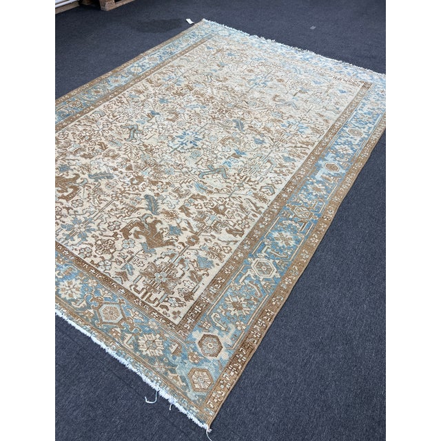 Persian Hand-Knotted Tribal Heriz Area Rug For Sale - Image 4 of 7