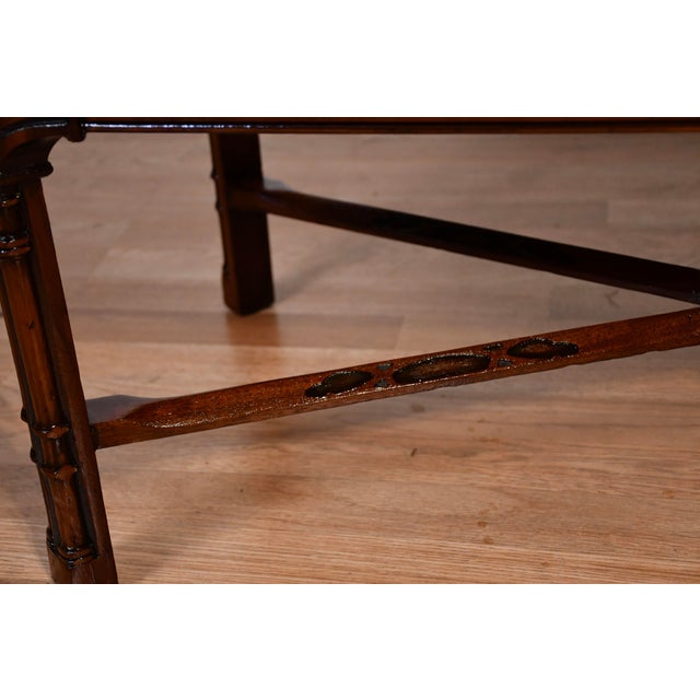 Chippendale 1940s English Chippendale Mahogany Marble Top Coffee Table Accent Table . For Sale - Image 3 of 14