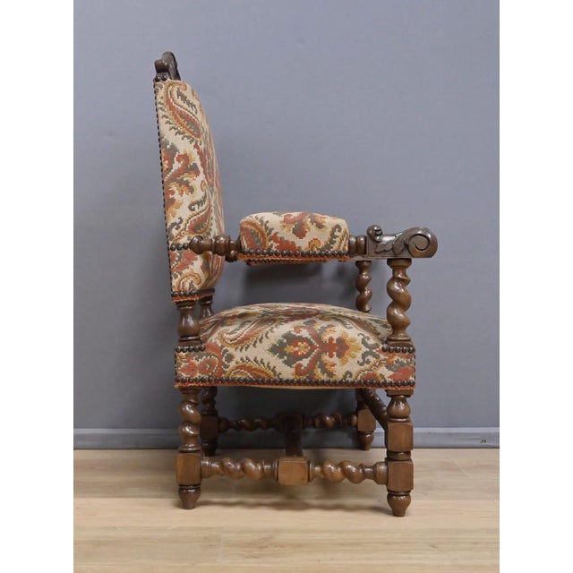 Early 20th Century Louis XIII Oak Armchair For Sale - Image 14 of 18