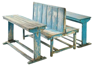 Blue Wooden Double School Desk