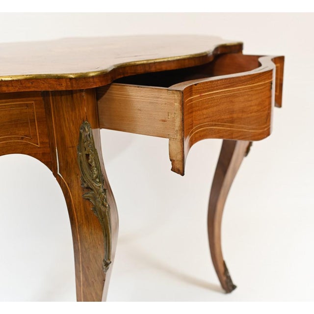 Gold French Empire Marquetry Inlay Centre Table For Sale - Image 8 of 12