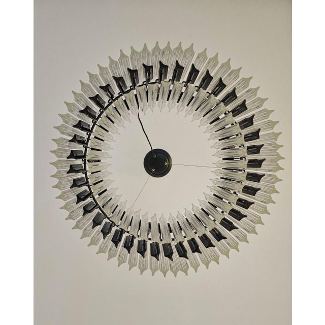 1950s Vintage Trihedral Ceiling Light with Murano Glass Prisms, 1957 For Sale - Image 5 of 11