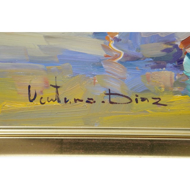 Ventura Diaz ''Fisherman' Oil Painting Impressionist Seascape Beach Canvas 35" For Sale - Image 6 of 13