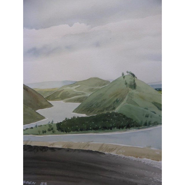 R. Bugden, Llyn Clywedog Reservoir, 1983, Watercolor on Paper, Framed For Sale - Image 4 of 7
