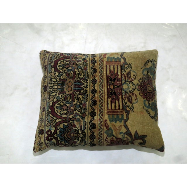 19th Century Zabihi Collection Rose and Khaki Persian Kerman Rug Pillows For Sale - Image 5 of 6