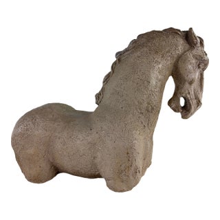 Mid-Century Vintage Plaster Horse Sculpture For Sale