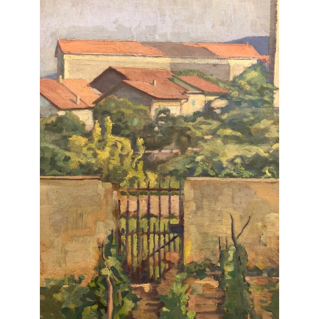 Frédéric Goerg, Depuis le potager vue sur l'église de St François-de-Sales, Chêne-Bourg, 1942, Oil on Canvas, Framed For Sale - Image 4 of 9