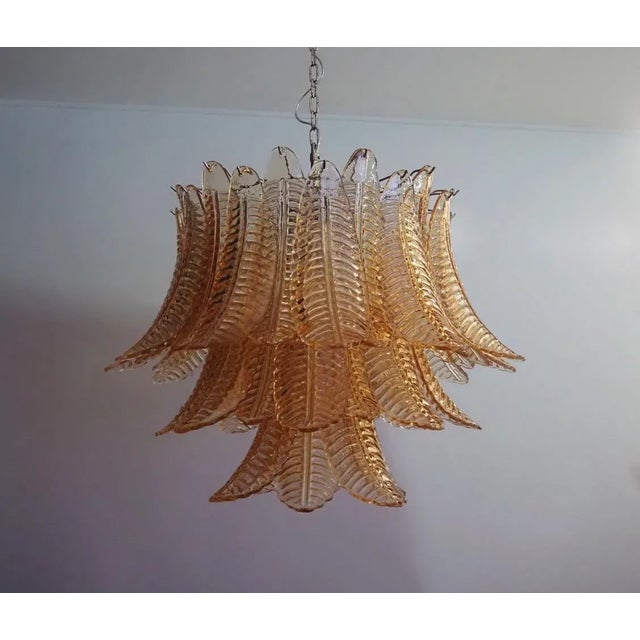 ORIGINAL MURANO GLASS AVAILABLE IN OTHER COLORS Beautiful and huge Italian Murano Chandelier composed by 48 splendid amber...