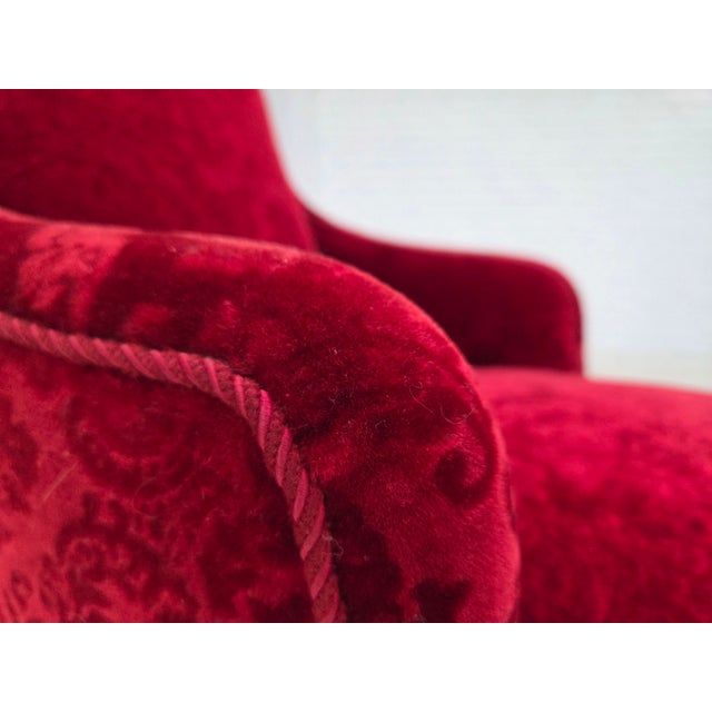 Vintage Danish Oak Armchair with Velour Upholstery, 1950s For Sale - Image 12 of 17