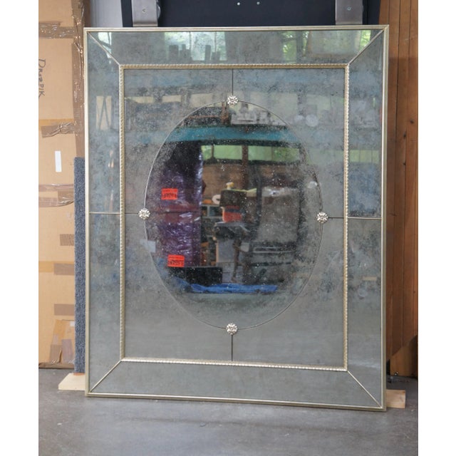 Vintage Canadian Antiqued Venetian Style Wall Hall Vanity Mirror For Sale - Image 4 of 12