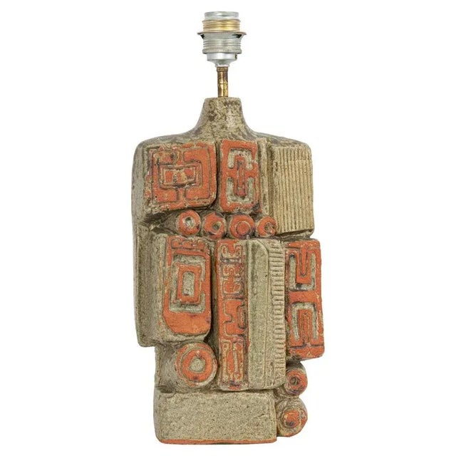 Beige Large Ceramic Table Lamp attributed to Bernard Rooke, England, 1960s For Sale - Image 8 of 8