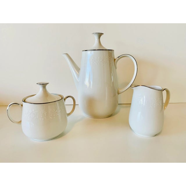 Ceramic Vintage Noritake "Lorelei" Coffee Pot, Creamer & Sugar Bowl Set- 3 Pieces For Sale - Image 7 of 7