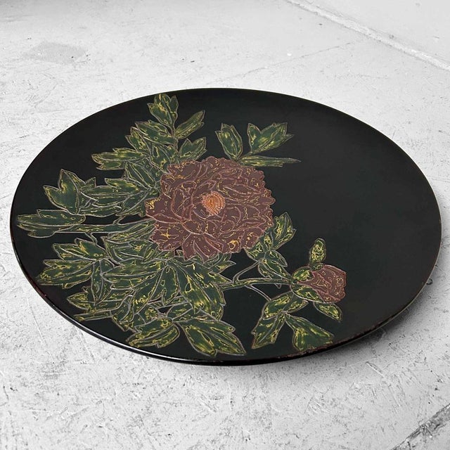 Japanese Urushi-Suri Lacquer Bowl with Floral Design, 1940s For Sale - Image 9 of 16
