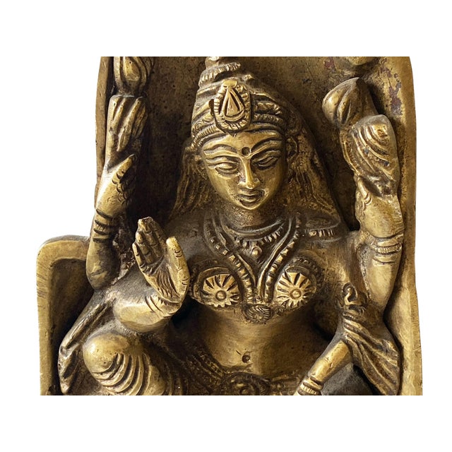 Vintage Brass Hindu Goddess Lakshmi Nested Within a Buddha Hand 7" H For Sale In New York - Image 6 of 9