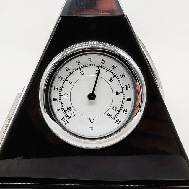 Metal Black Pyramide Table Clock by Gianfranco Ferrè, Italy, 1970s For Sale - Image 7 of 10