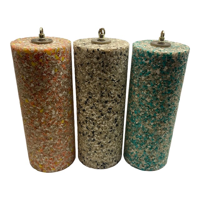 1960s Melted Plastic Popcorn Space Age Pendant Lights - Set of 3 For Sale