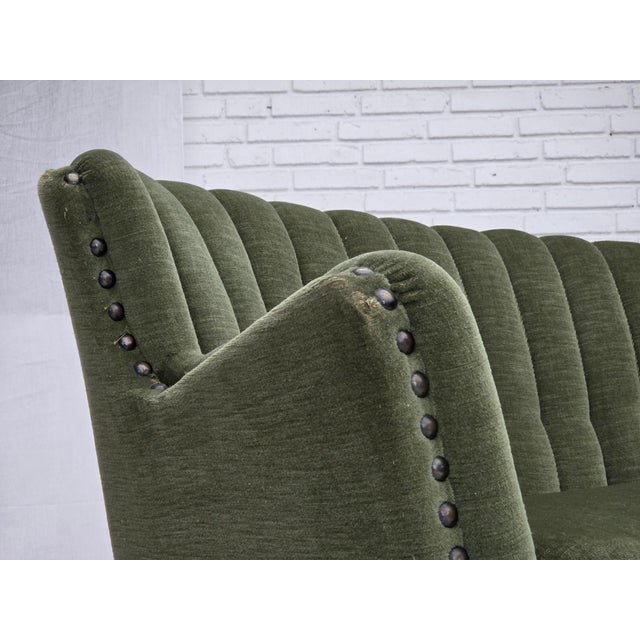 Danish Banan Three-Seater Corner Sofa with Velour Upholstery, 1950s For Sale - Image 17 of 18