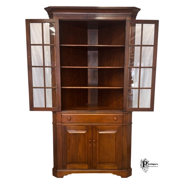 Vintage Traditional American Style Display / Corner Cabinet featuring High Quality Mahogany Construction, Two Upper Glass...