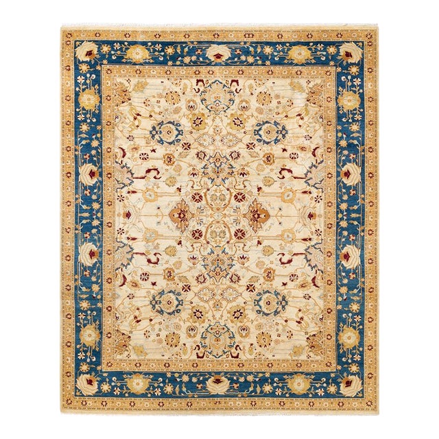 Mogul, One-of-a-Kind Hand-Knotted Area Rug in Ivory, 8' 1" x 9' 9" For Sale