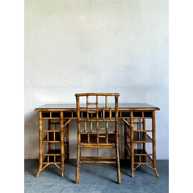Vintage Boho Baker Milling Road Bamboo Desk and Chair For Sale - Image 11 of 14