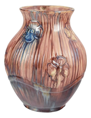 Large Vintage Ceramic Vase with Floral Reliefs from Roskilde Lervarefabrik, 1920s