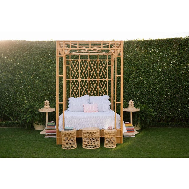 Tan Amanda Lindroth Paradise Fretwork Canopy Bed - Queen For Sale - Image 8 of 9