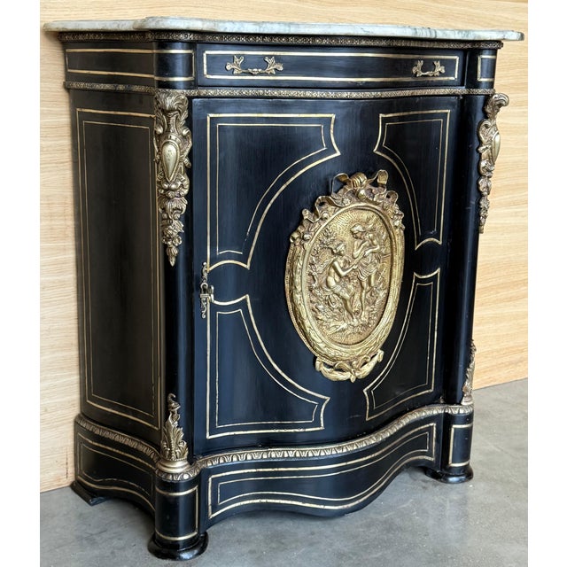 French 19th Century Napoleon III Period Cabinet with metal inlays For Sale - Image 18 of 18