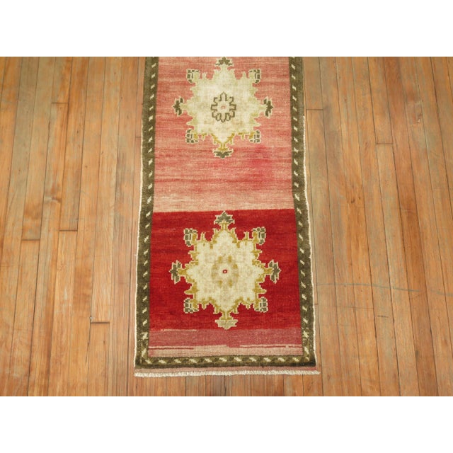 Narrow vintage floral Turkish Anatolian runner. 1'10'' x 9'8''
