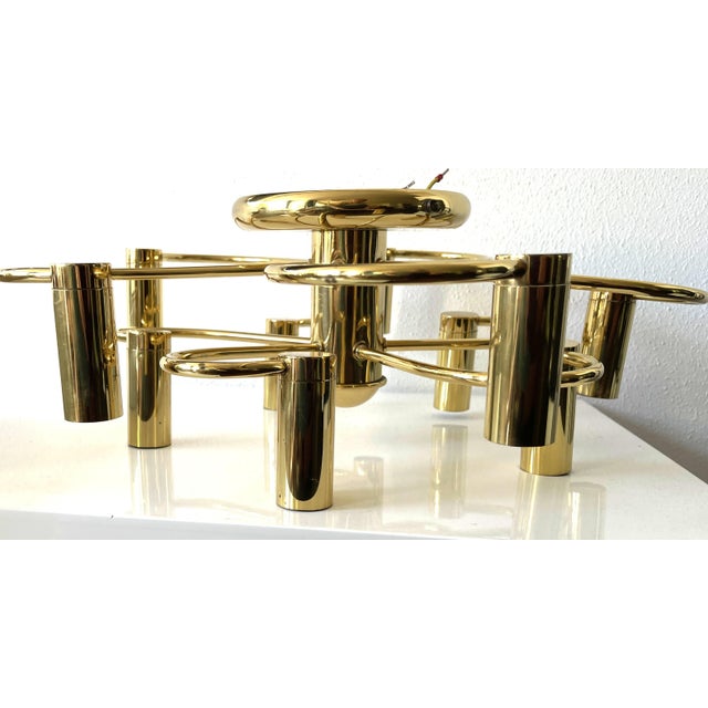 Mid-Century Modern Space Age 10-Light Brass Ceiling Lamp by Honsel Leuchten for Sölken Leuchten, Germany, 1970s For Sale - Image 18 of 18