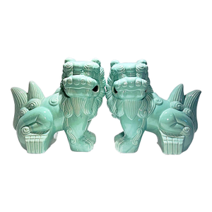 Exquisite Pair of Chinese Ceramic Foo Dogs – Guardian Lion Statues