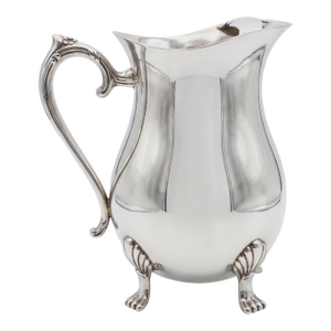 Vintage Leonard Silver-Plated Water Pitcher With Ice Guard & Shell Feet