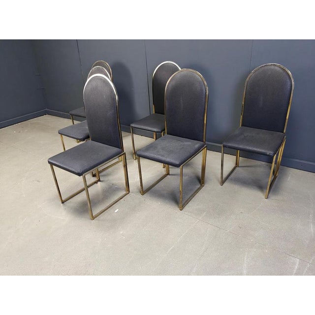 Vintage Brass Dining Chairs attributed to Belgochrom, 1970s, Set of 5 For Sale - Image 9 of 15