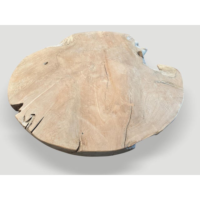 Andrianna Shamaris Impressive Organic Round Teak Wood Coffee Table For Sale - Image 11 of 18