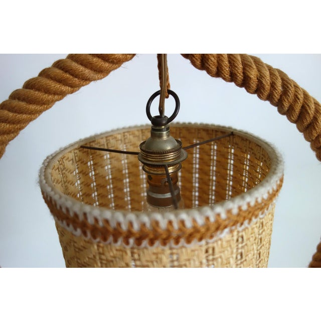 Rope lantern chandelier, French work by Adrien Audoux and Frida Minet circa 1950. Beautiful state of conservation....