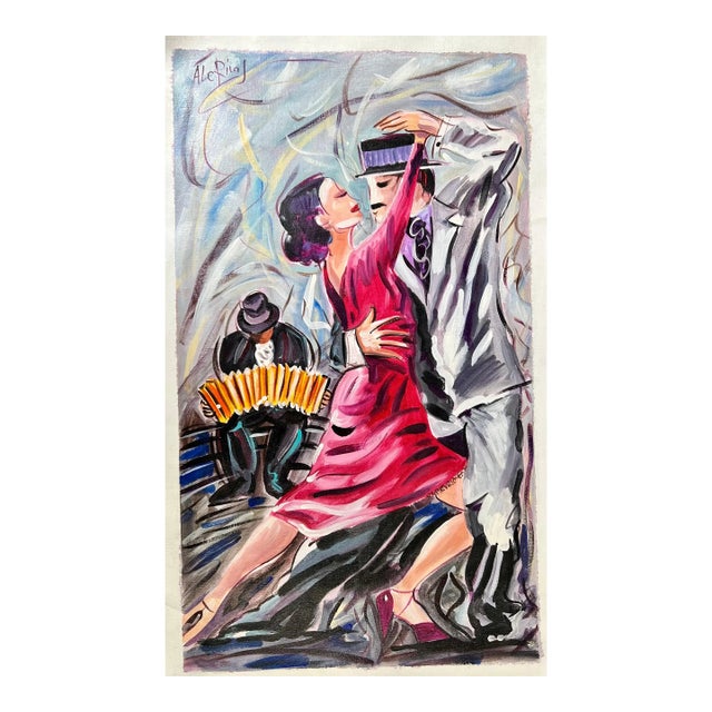 Figurative Oil on Canvas Painting Titled " Pasion Tanguera " Hand Signed Dated 2011 For Sale