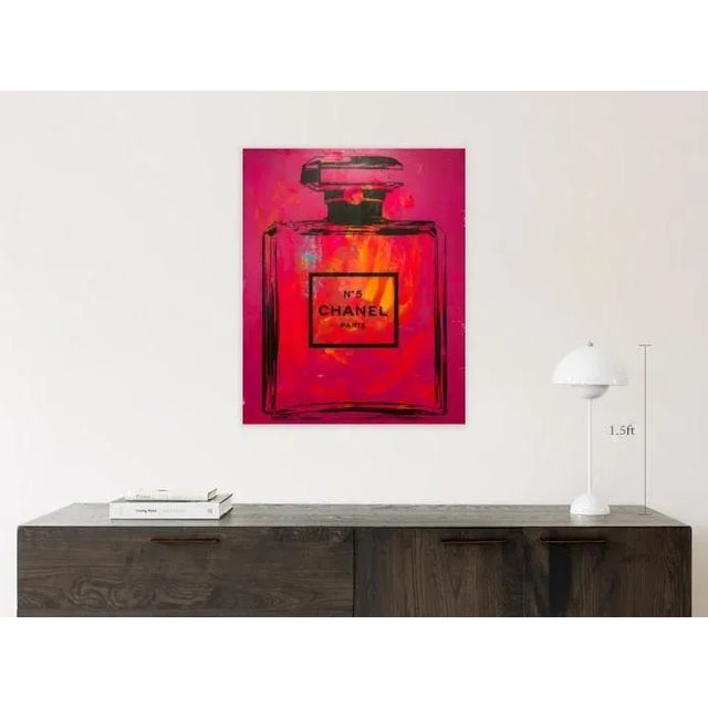 Iconic Chanel No 5. Acrylic on cradled plywood. Signature at the back. Ready to hang.