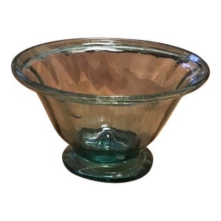 Vintage Green Vaseline Footed Sherbet Dessert Glass For Sale