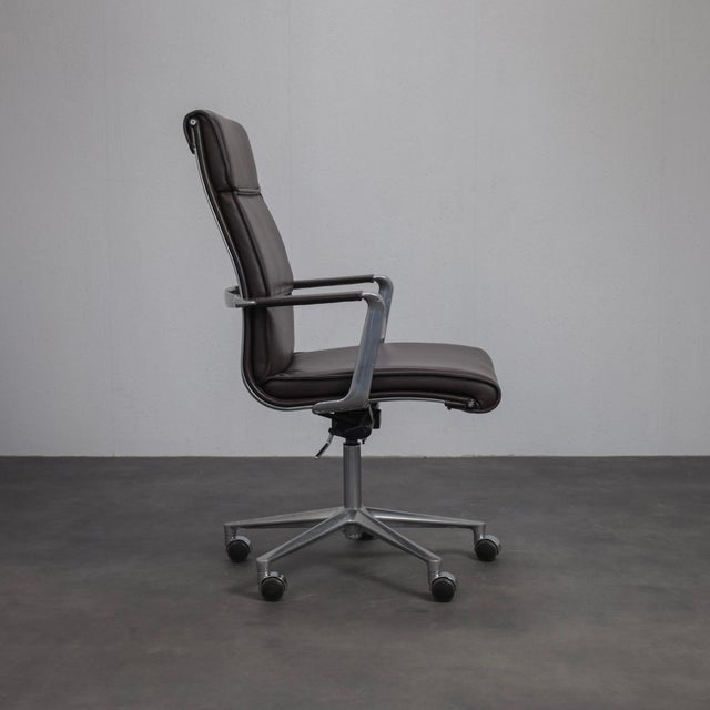 Una Leather Office Chair by ICF, Italy, 1990s For Sale - Image 3 of 12