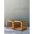 This vintage pair of side tables is built from honey-toned rattan poles bent into square, cube-like frames, each with an...