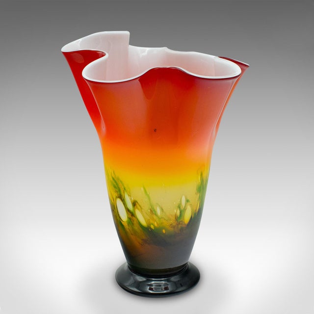 This is a large vintage flower vase. An Italian, Murano art glass decorative planter, dating to the late 20th century,...