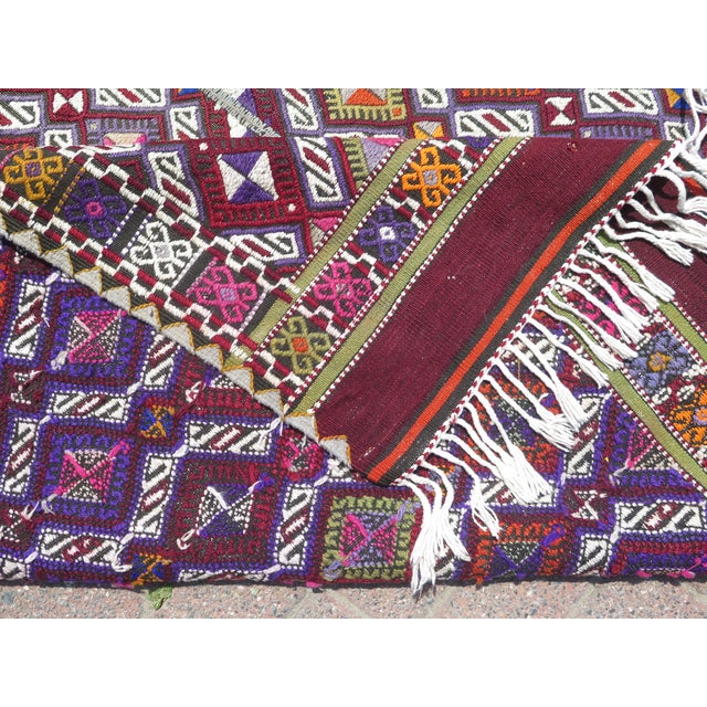 Mid 20th Century Vintage Amethyst Turkish Embroidery Kilim Rug For Sale - Image 4 of 11