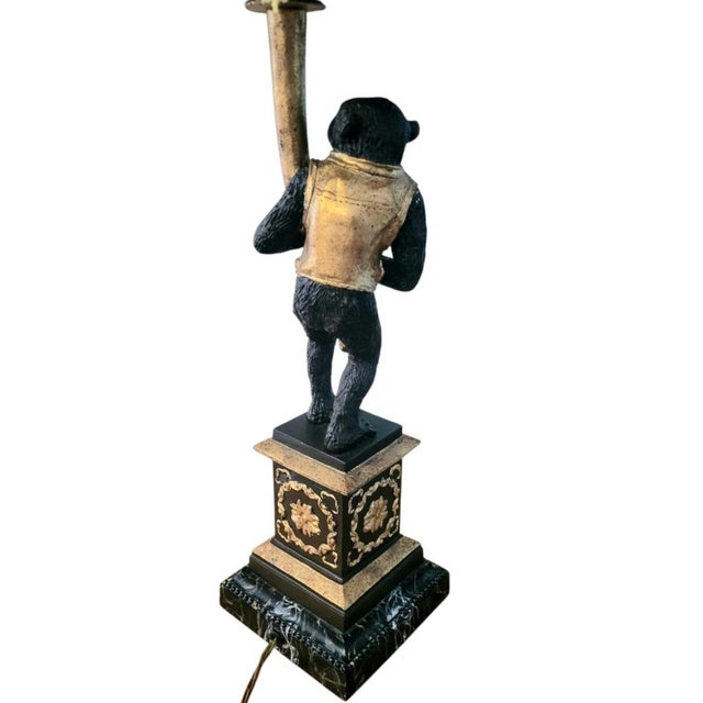 Vintage Customized Palm Beach Regency Monkey Parasol Marble Base Ball Fringe Table Lamps- A Pair For Sale - Image 10 of 12