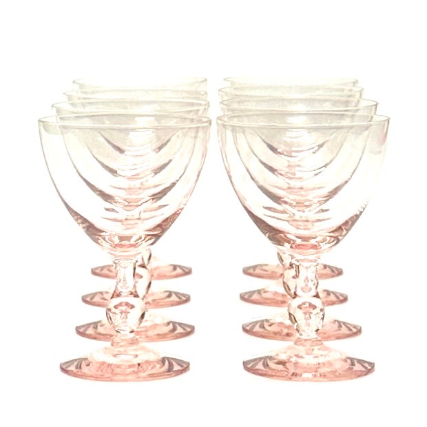 Delicate Petal Pink Wine or Water Glasses - Set of 8 For Sale - Image 4 of 5