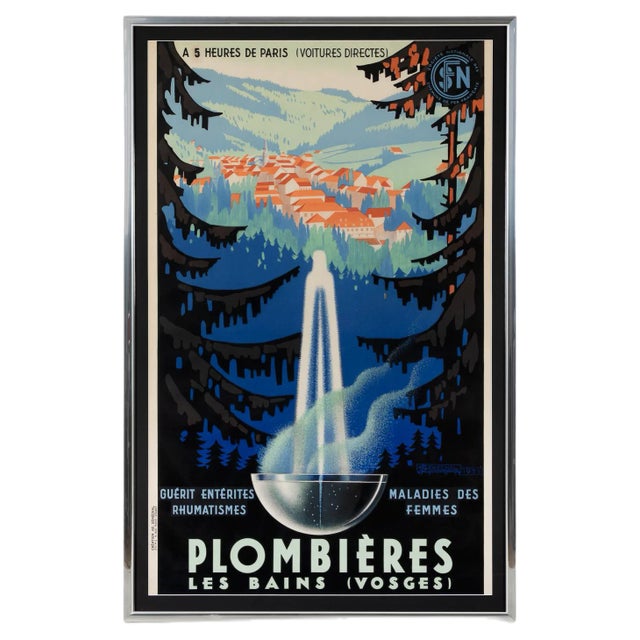 Vintage Plumbieres Les Bains Poster For Sale