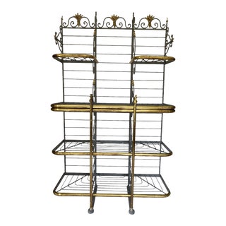 19th Century Vintage French Perfit Fils Ltd Iron and Bakers Rack For Sale