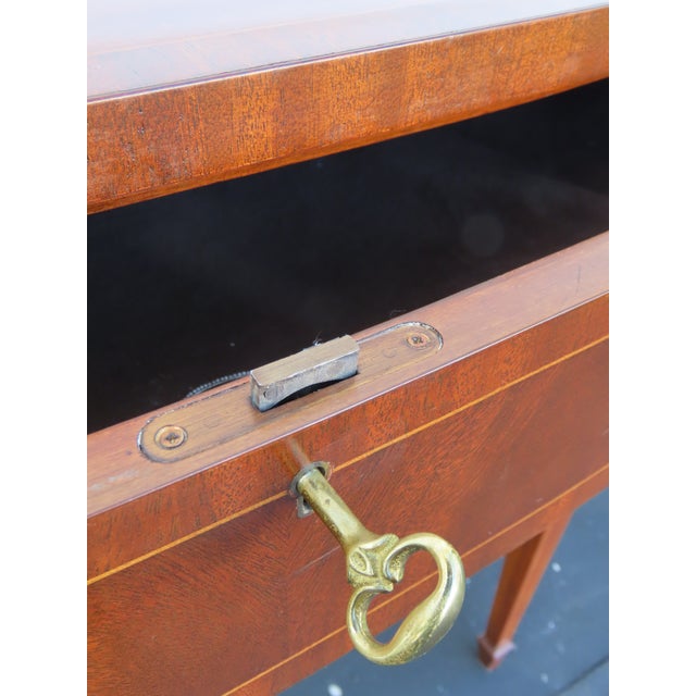 Wood Karges Hepplewhite Style Inlay Long Sideboard Credenza Bathroom Vanity 6568 For Sale - Image 7 of 18