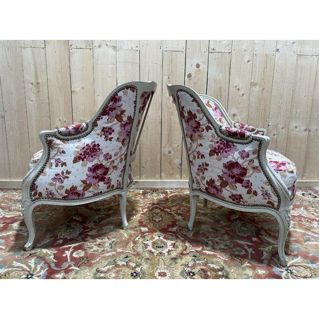 Louis XV Style Bergère Armchairs, Set of 2 For Sale - Image 9 of 10